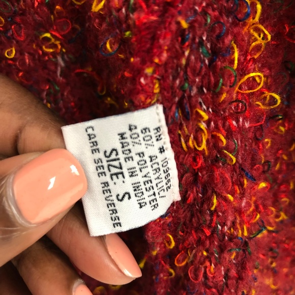 Vintage Long Red Fringe Boho Fall Cardigan - Picture 5 of 8